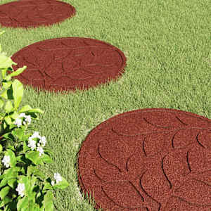 Stepping Stone 6 pcs Červená Ø 44 x 2 cm Guma - obrázek 3
