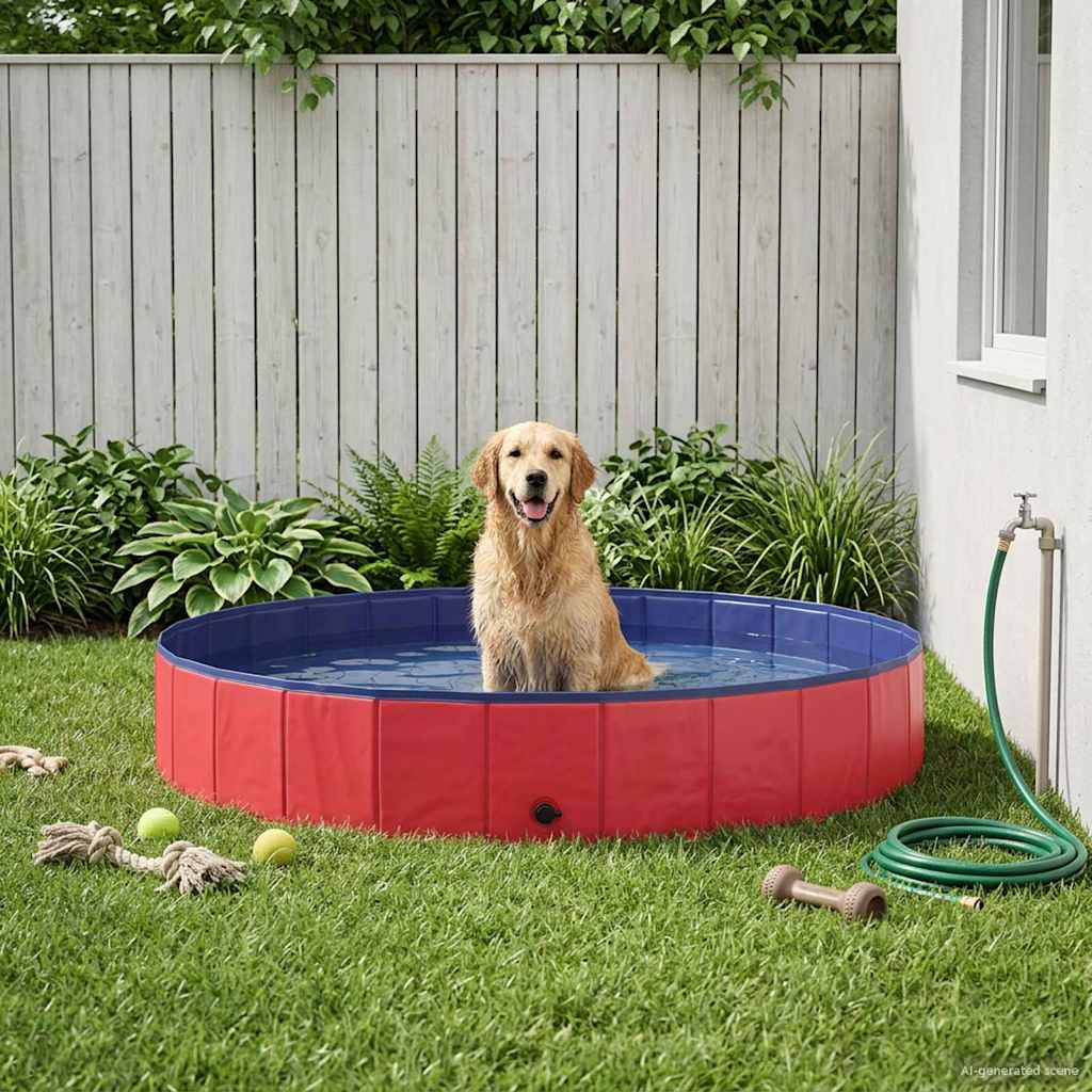 vidaXL Piscină pentru câini Roșu Ø200 x 30 cm PVC gros