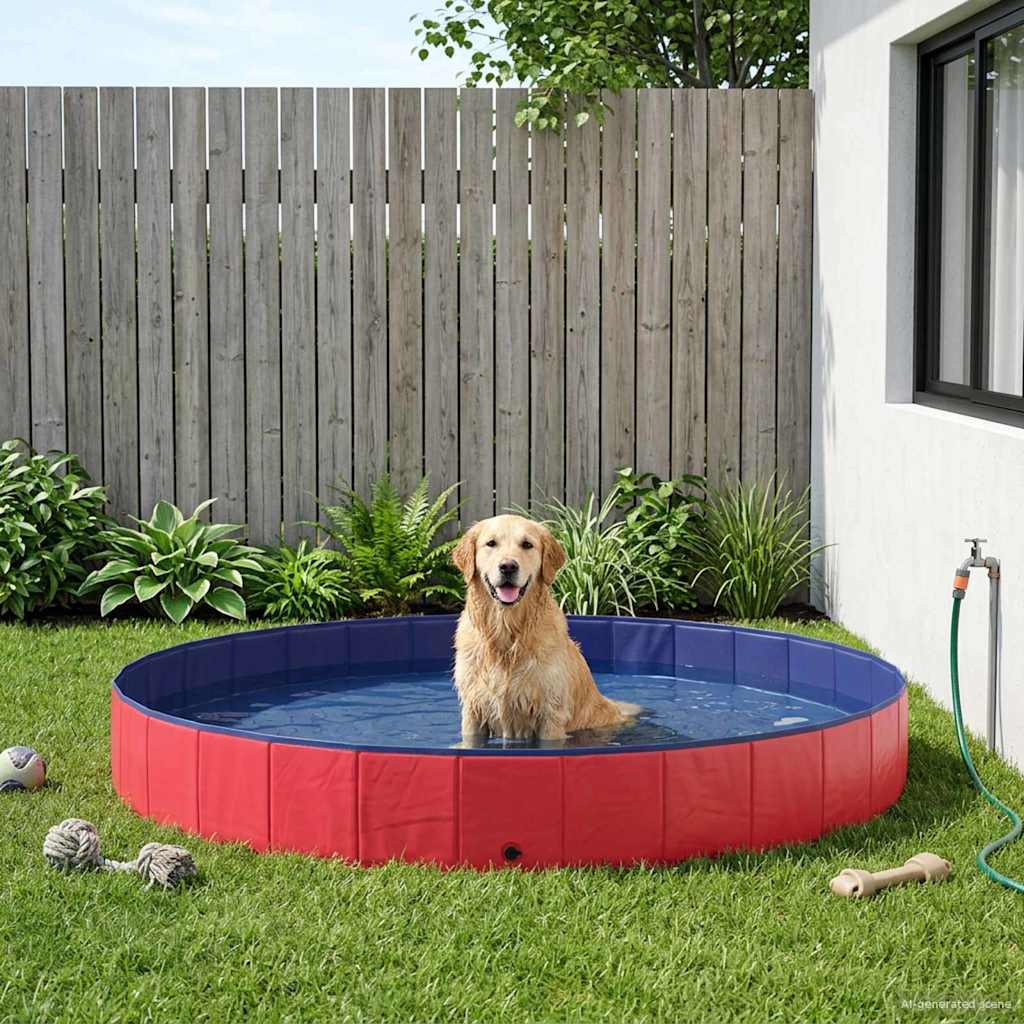 vidaXL Piscină pentru câini Roșu Ø300 x 38 cm PVC gros