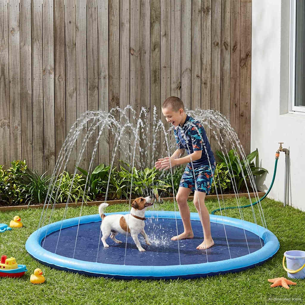 vidaXL Paddock de stropire pentru copii și câini albastru Ø200 x 9 cm