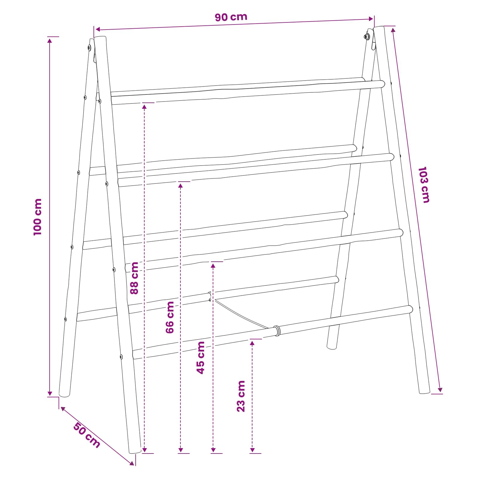 Dubbelzijdige dekbedladder Zwart 90 x 50 x 100 cm Bamboe image 5