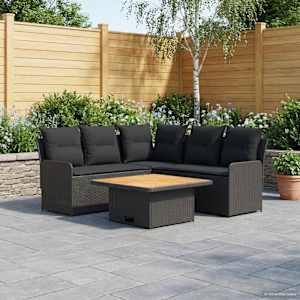 Kompleti pohištva z blazino 4 pcs Črna PE ratan