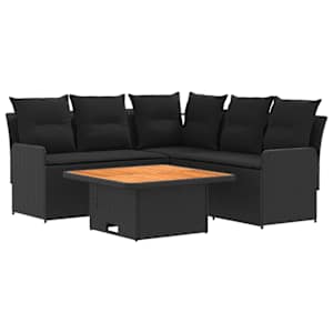 Nábytkové sety s polštářem 4 pcs Černá PE ratan - obrázek 2
