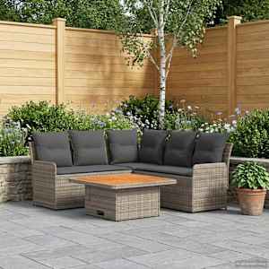 Kompleti pohištva z blazino 4 pcs Siva in temno siva PE ratan