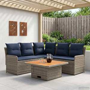 Kompleti pohištva 4 pcs Siva in mornarsko modra PE ratan