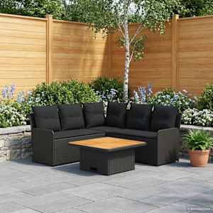 Kompleti pohištva z blazino 6 pcs Črna PE ratan