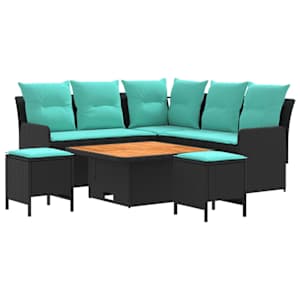 vidaXL M&ouml;&ouml;blisete 6 tk Must ja t&uuml;rkiissinine PE rattan