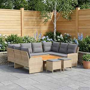 Kompleti pohištva z blazino 8 pcs Bež in svetlo siva PE ratan