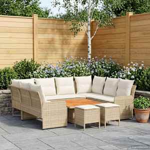 Kompleti pohištva z blazino 8 pcs Bež in smetanova PE ratan