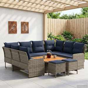 Kompleti pohištva 8 pcs Siva in mornarsko modra PE ratan