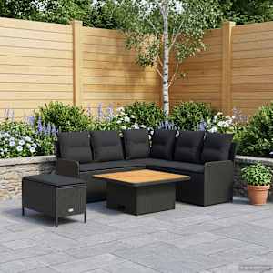 Kompleti pohištva z blazino 5 pcs Črna PE ratan