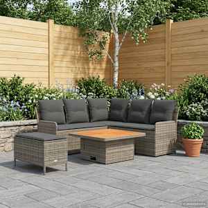 Kompleti pohištva z blazino 5 pcs Siva in temno siva PE ratan