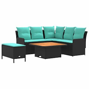 vidaXL M&ouml;&ouml;blisete 5 tk Must ja t&uuml;rkiissinine PE rattan