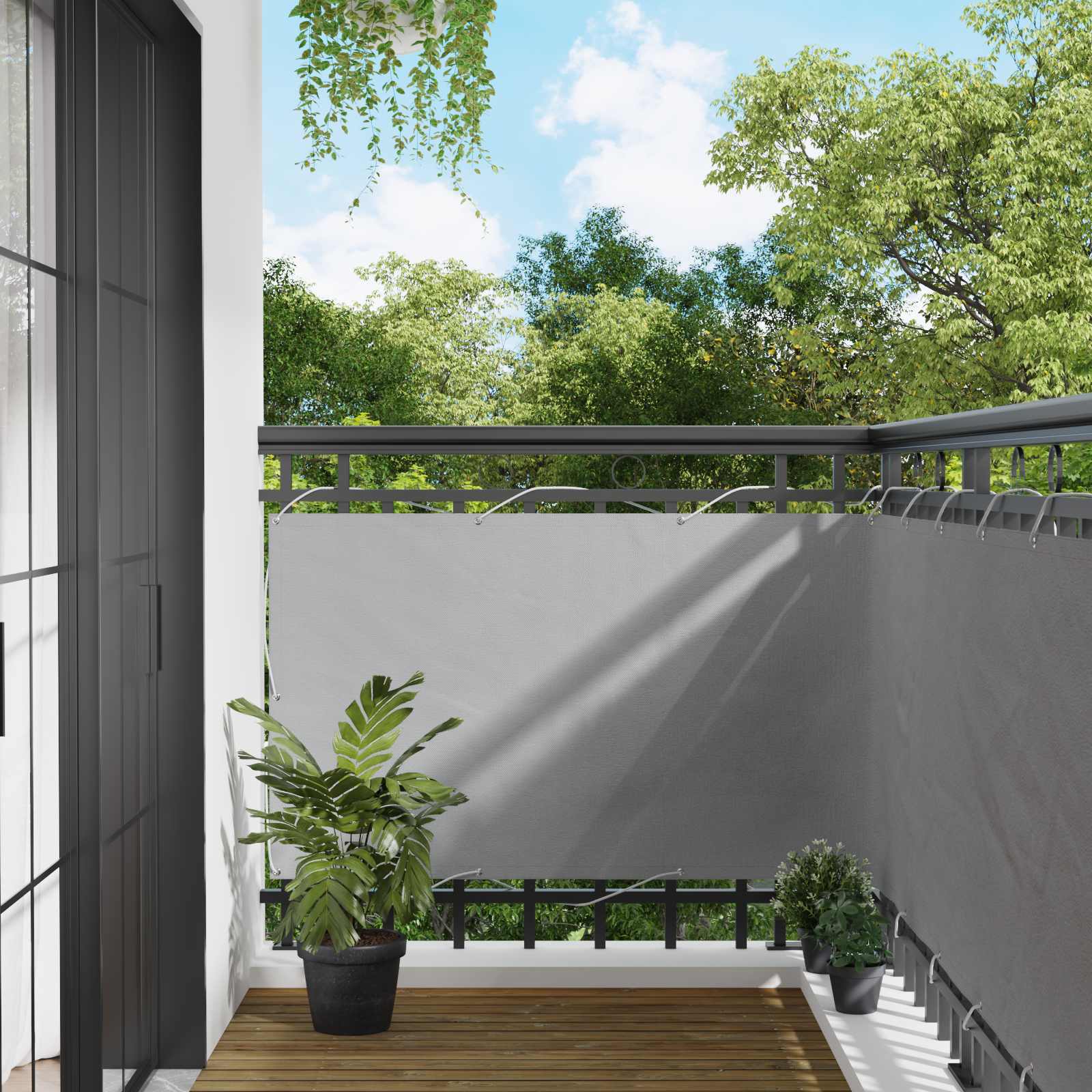 vidaXL Ecran de balcon Gri deschis 100 x 500 cm Material Oxford