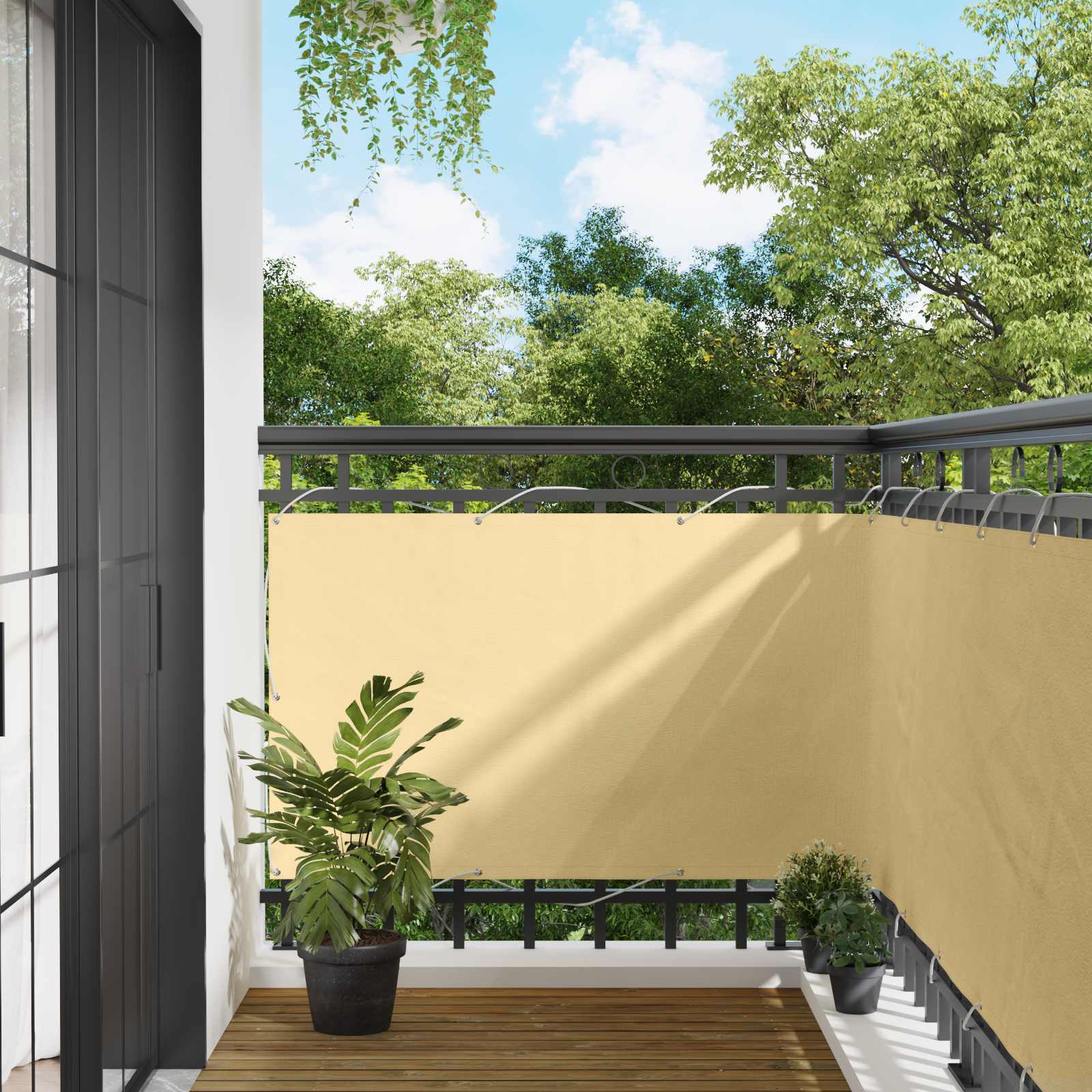 vidaXL Ecran de balcon Nisipiu 100 x 500 cm Material Oxford