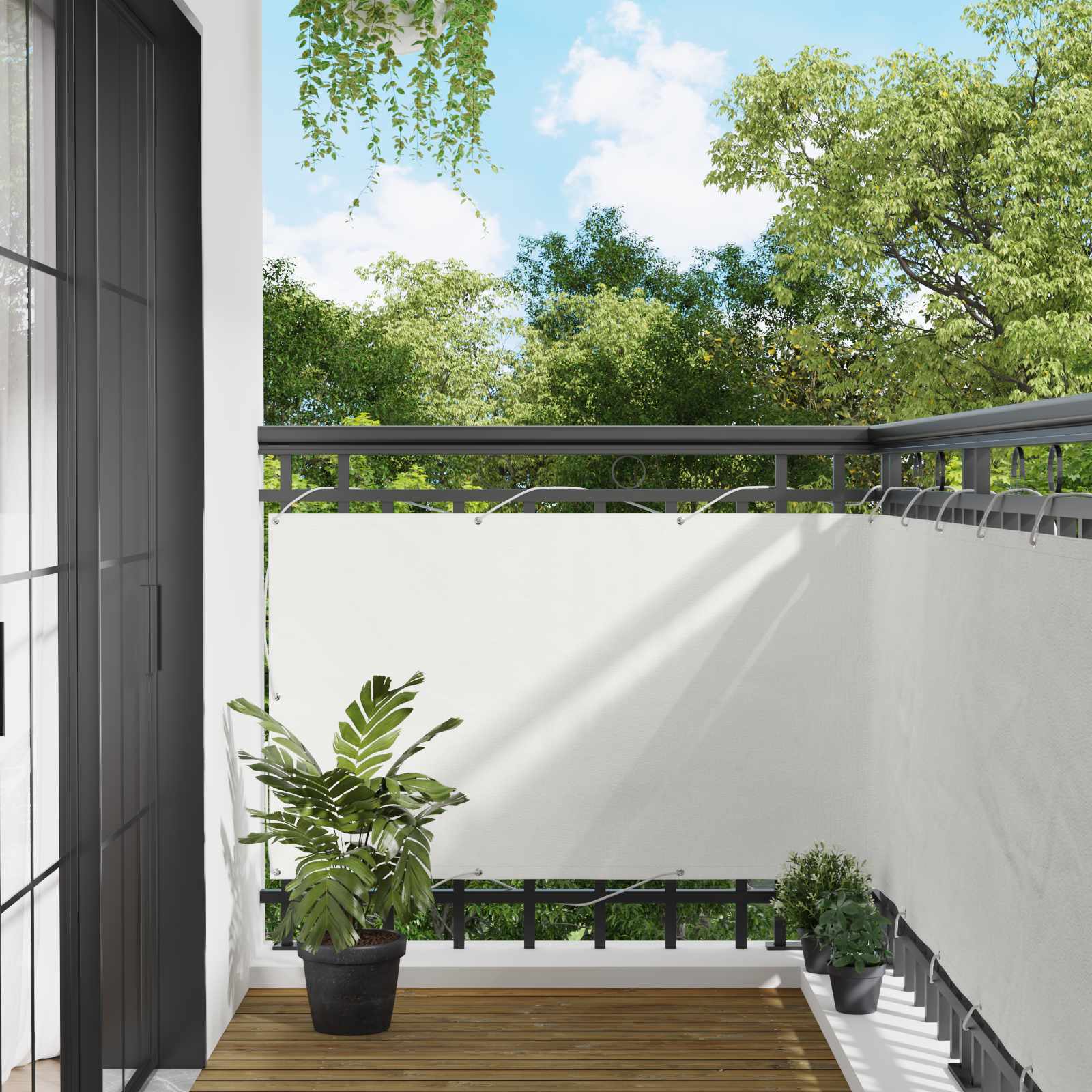vidaXL Ecran de balcon Alb 100 x 800 cm Material Oxford
