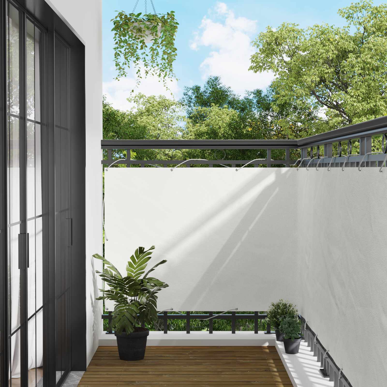 vidaXL Ecran de balcon Alb 110 x 800 cm Material Oxford