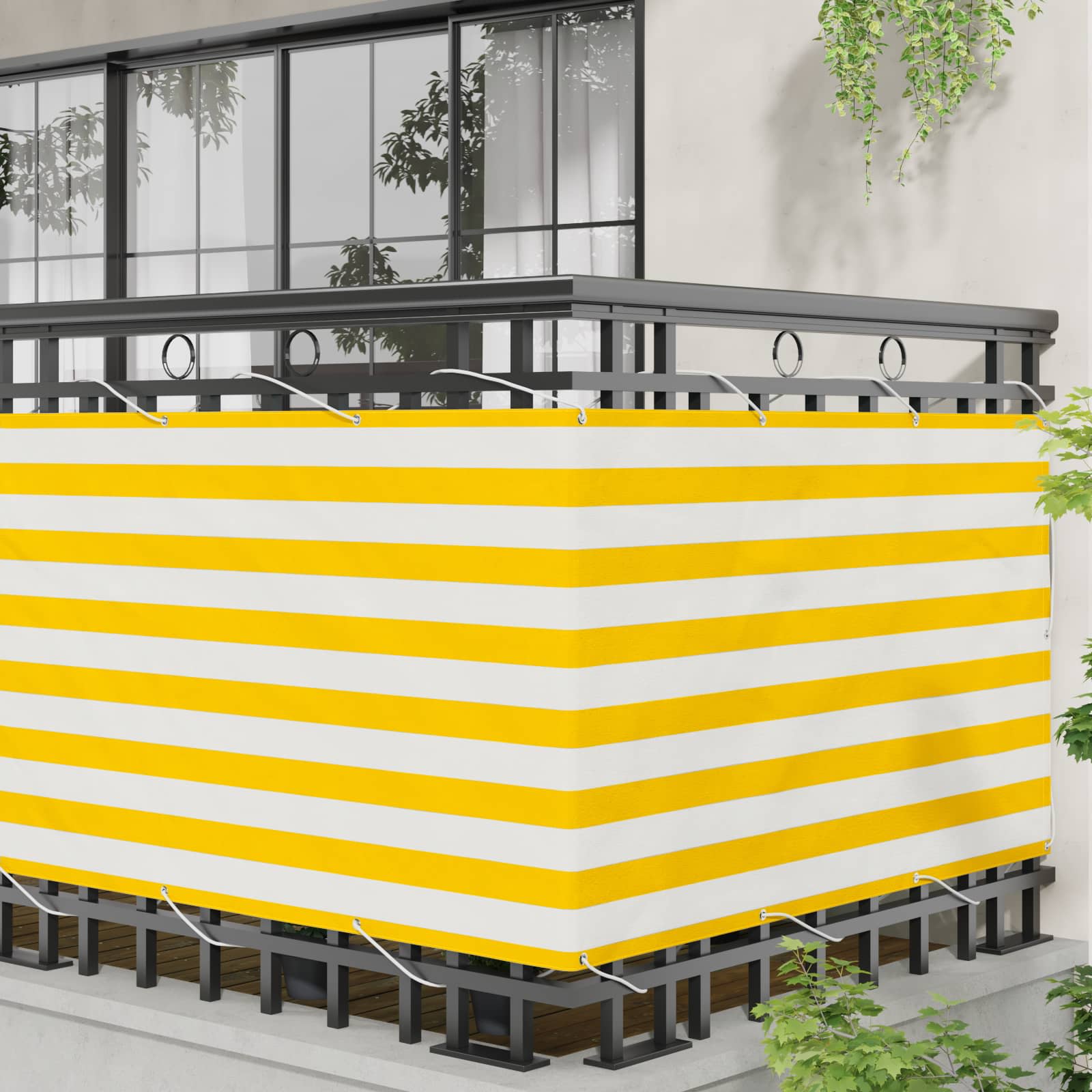 Balkon Scherm Geel en Wit 100 x 800 cm Oxford Stof image 3