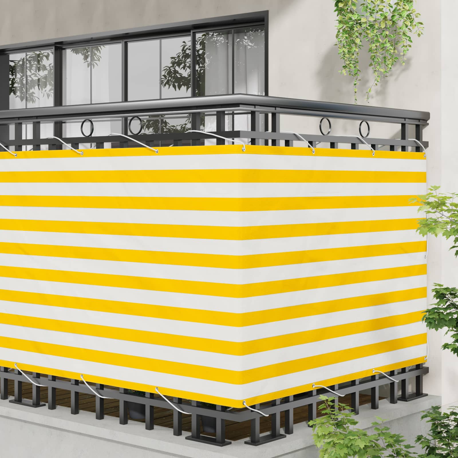 Balkon Scherm Geel en Wit 110 x 1000 cm Oxford Stof image 3