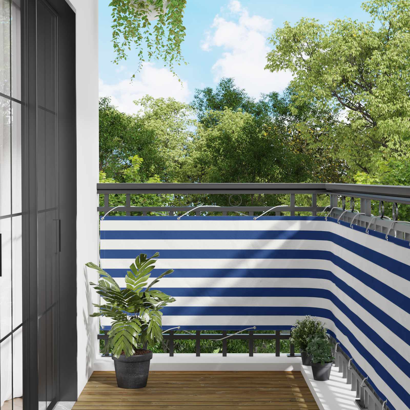 vidaXL Ecran de balcon Albastru și Alb 75 x 200 cm