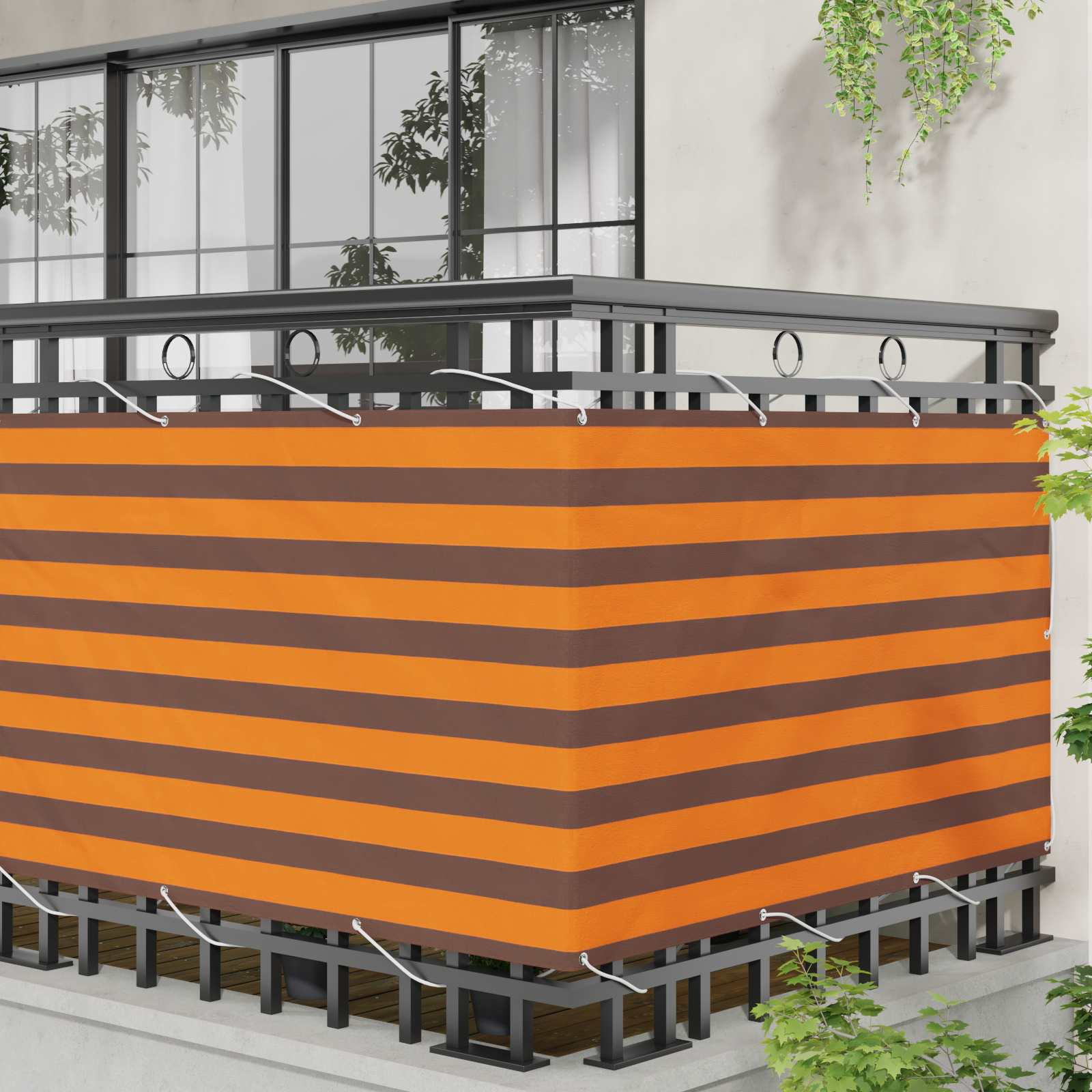 Balkon Scherm Oranje en Bruin 90 x 200 cm PU gecoat oxford alu image 3