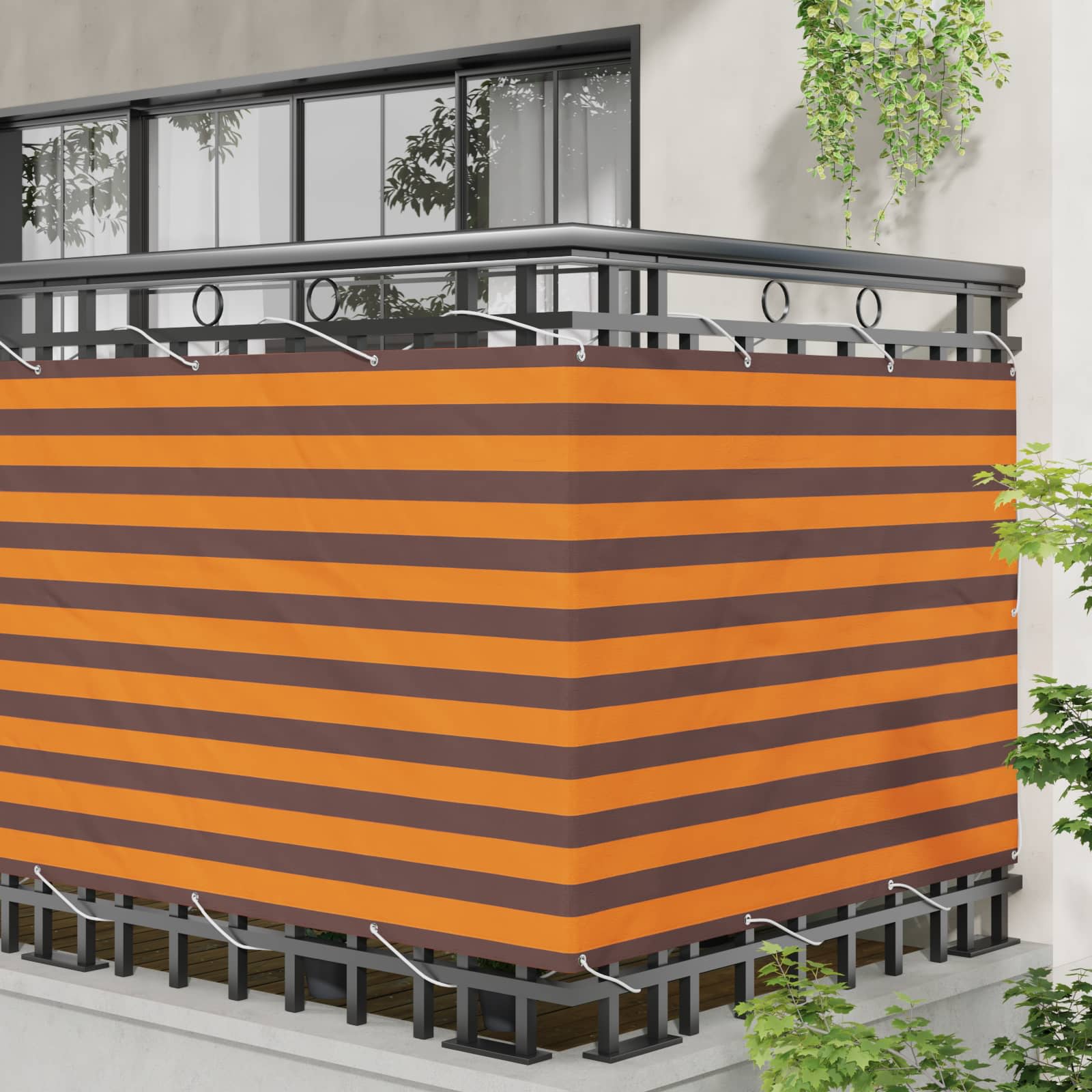 Balkon Scherm Oranje en Bruin 110 x 800 cm Oxford Stof image 3
