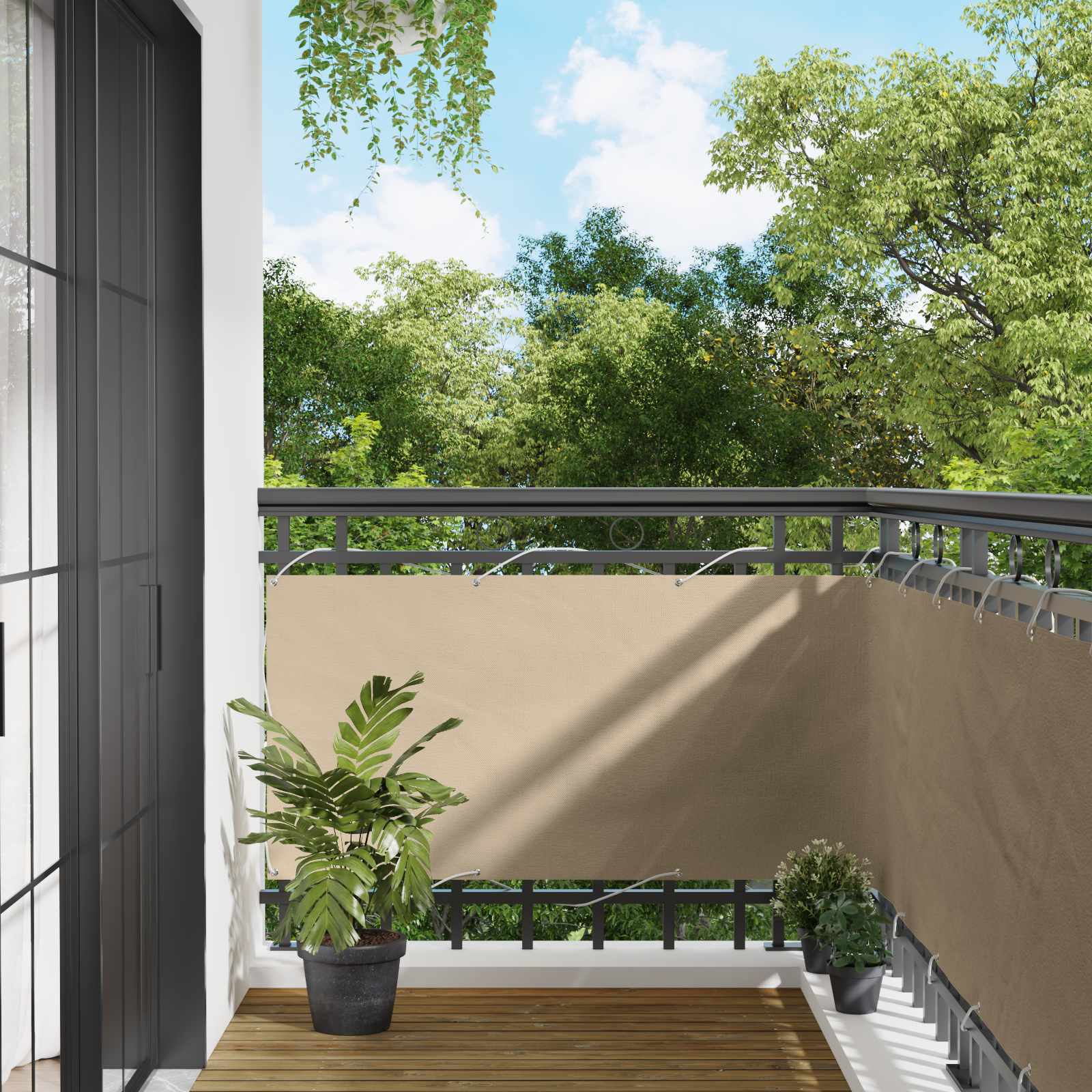 vidaXL Ecran de balcon Bej 75 x 200 cm Oxford alu acoperit cu PU