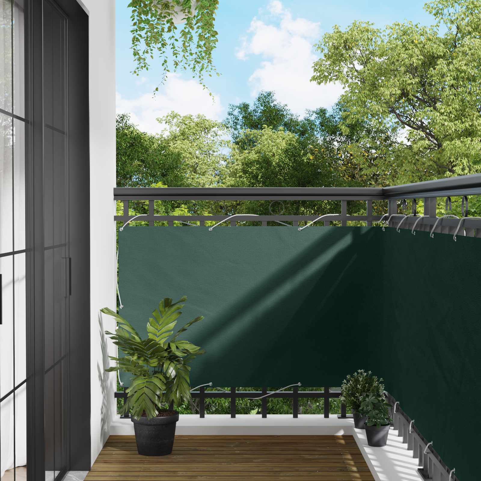 vidaXL Ecran de balcon Verde închis 100 x 500 cm Material Oxford