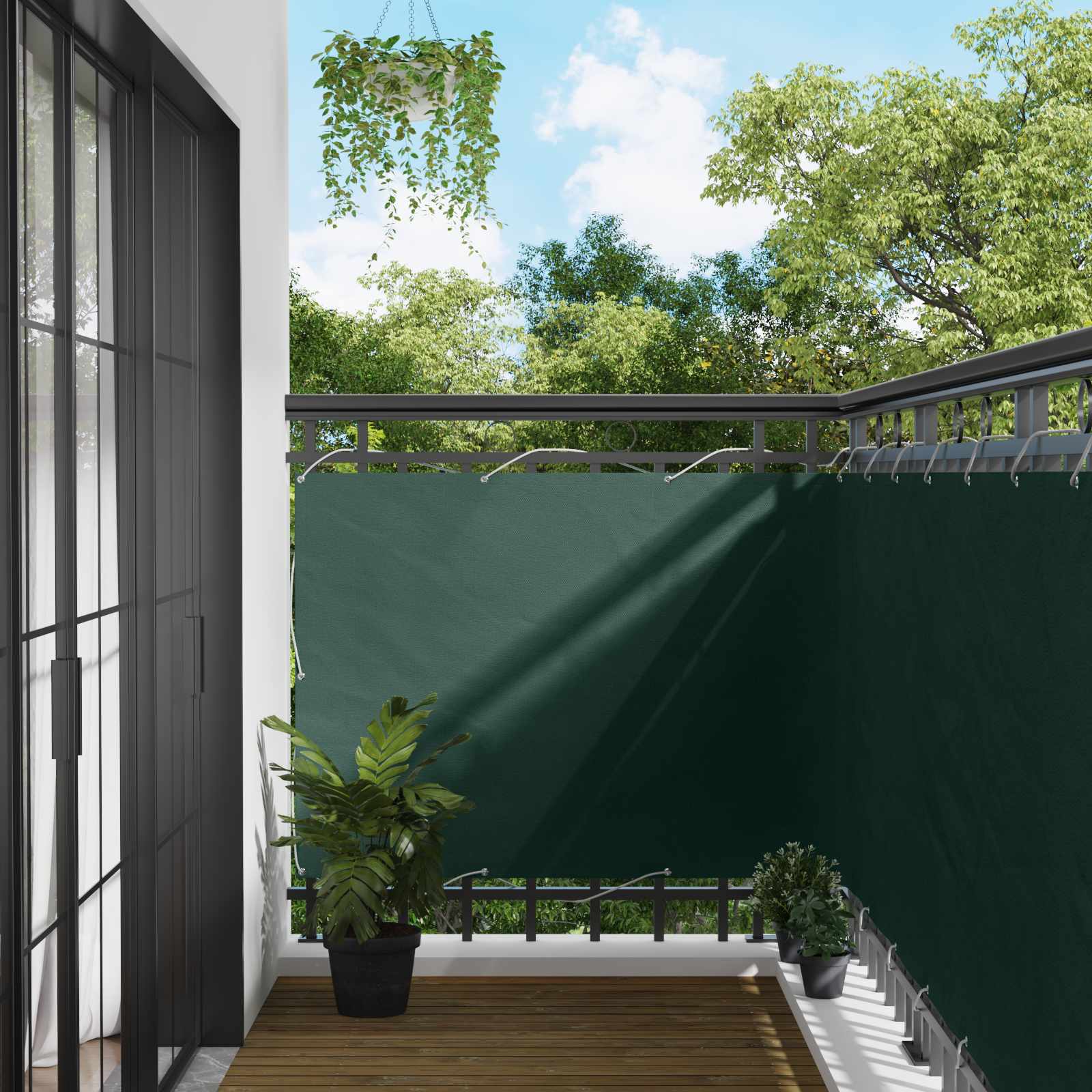 vidaXL Ecran de balcon Verde închis 110 x 700 cm Material Oxford