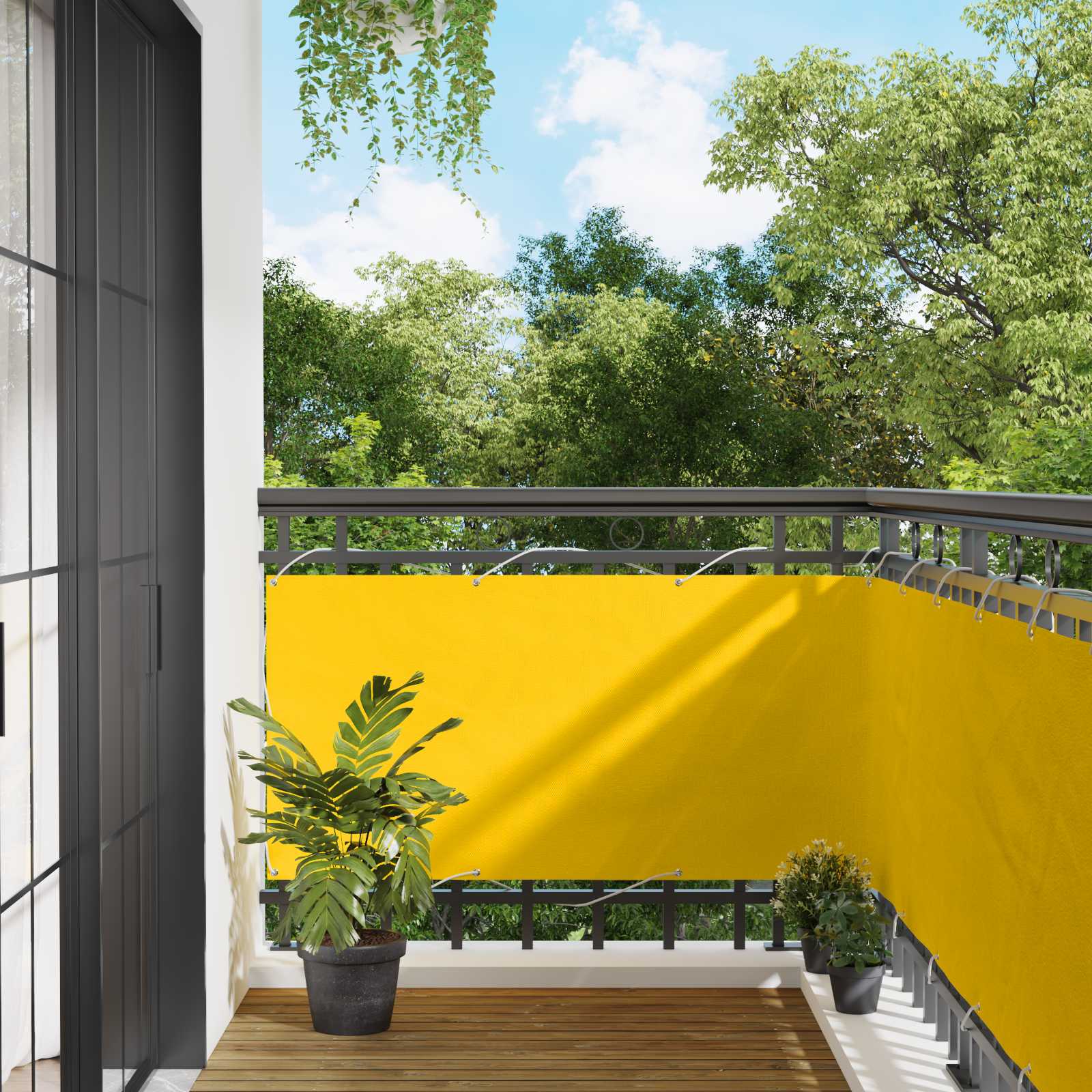 Balkon Scherm Geel 75 x 200 cm PU gecoat oxford alu image 1