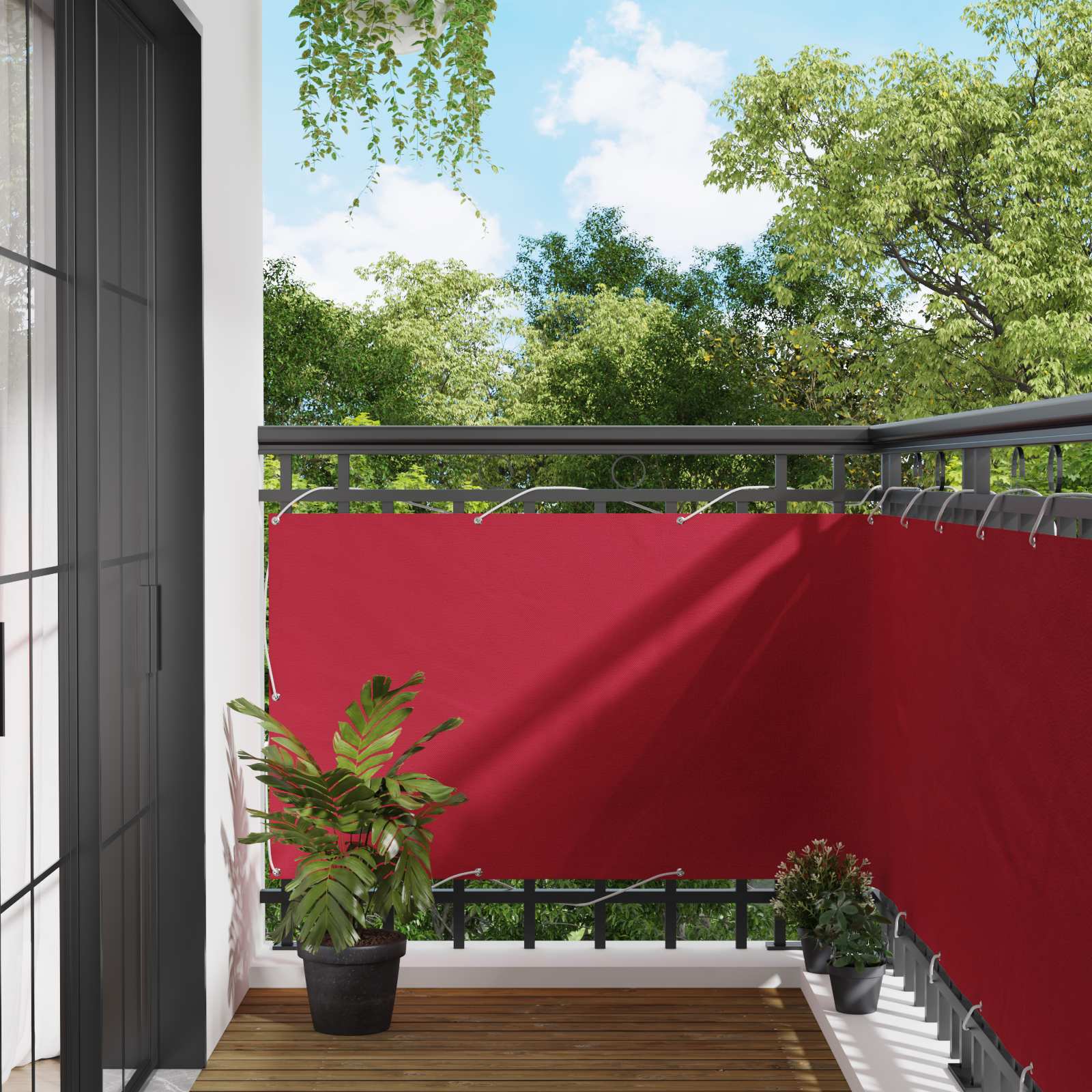 Balkon Scherm Rood 100 x 600 cm Oxford Stof image 1