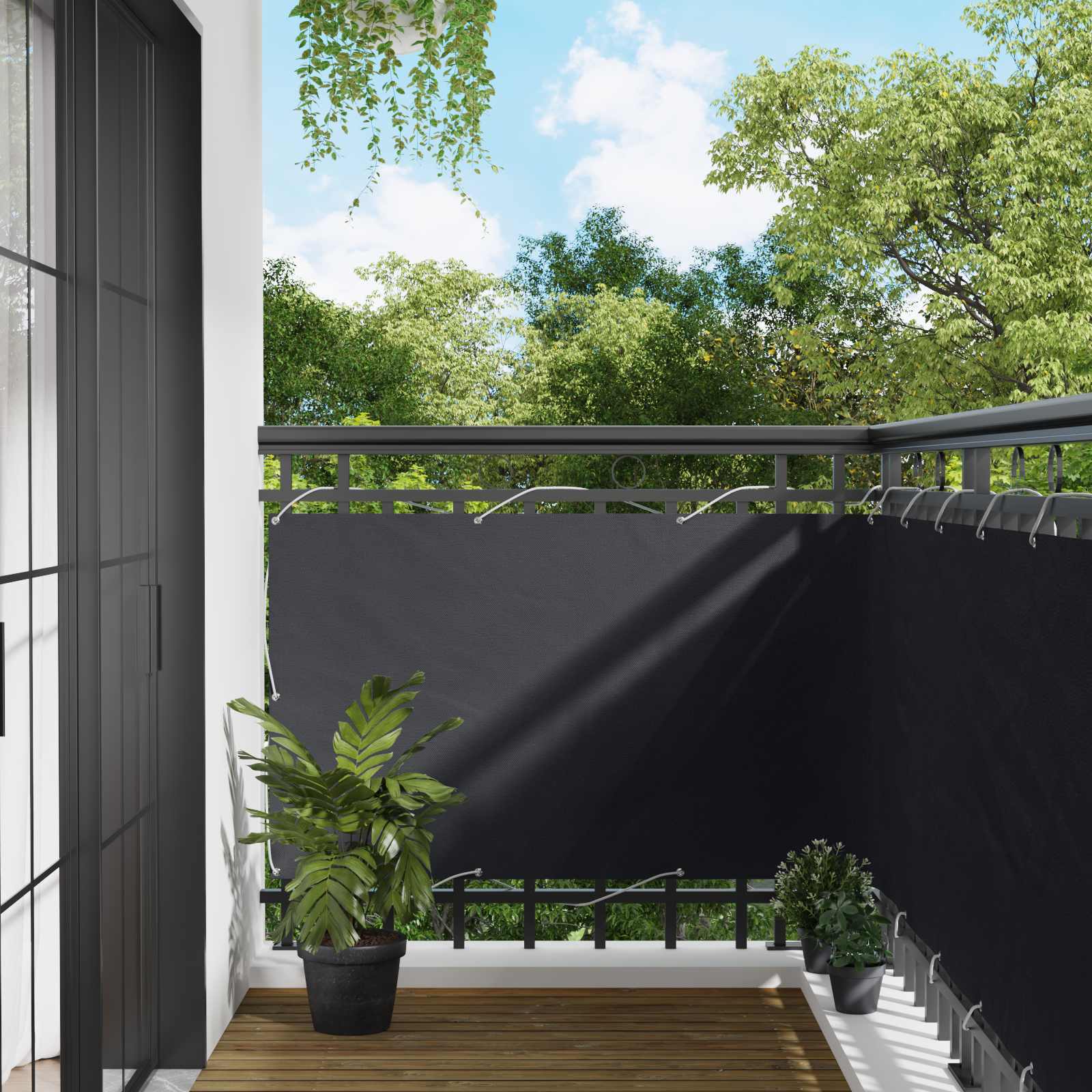 vidaXL Ecran de balcon Negru 100 x 300 cm Material Oxford