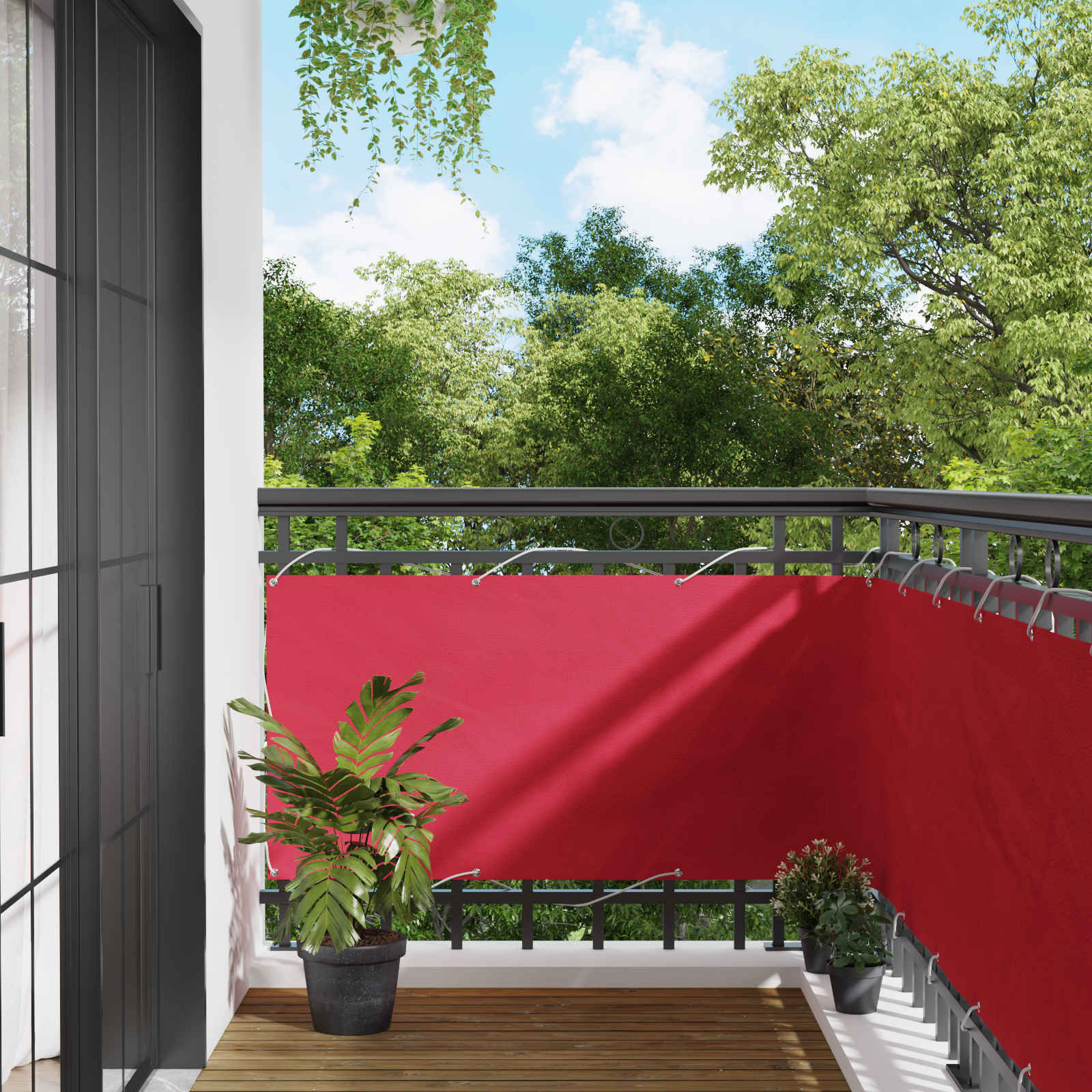 vidaXL Ecran de balcon Burgundy 75 x 500 cm Oxford alu acoperit cu PU