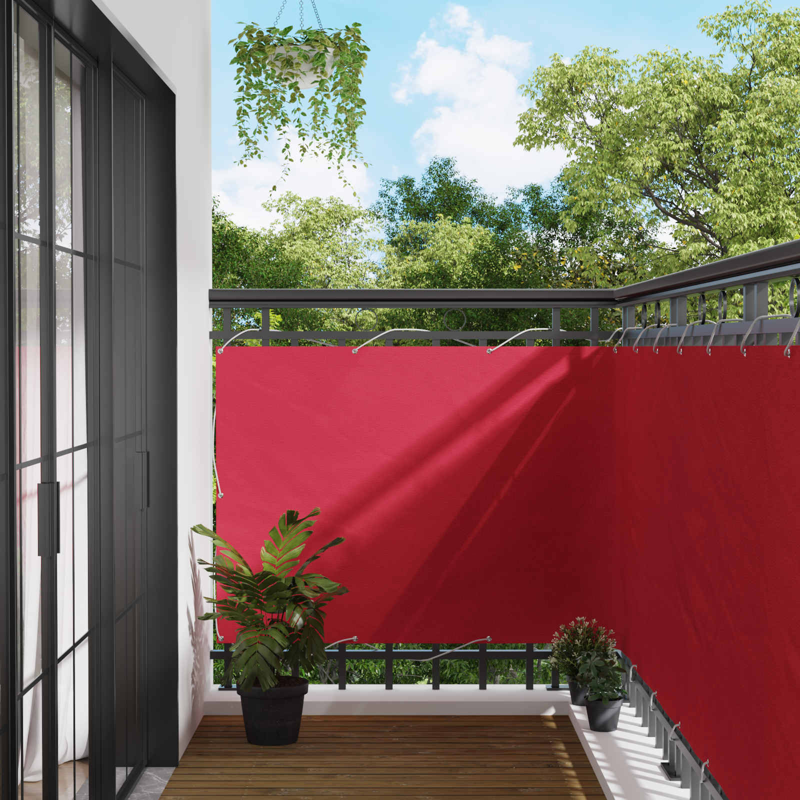 Balkon Scherm Bordeauxrood 120 x 400 cm PU gecoat oxford alu image 1