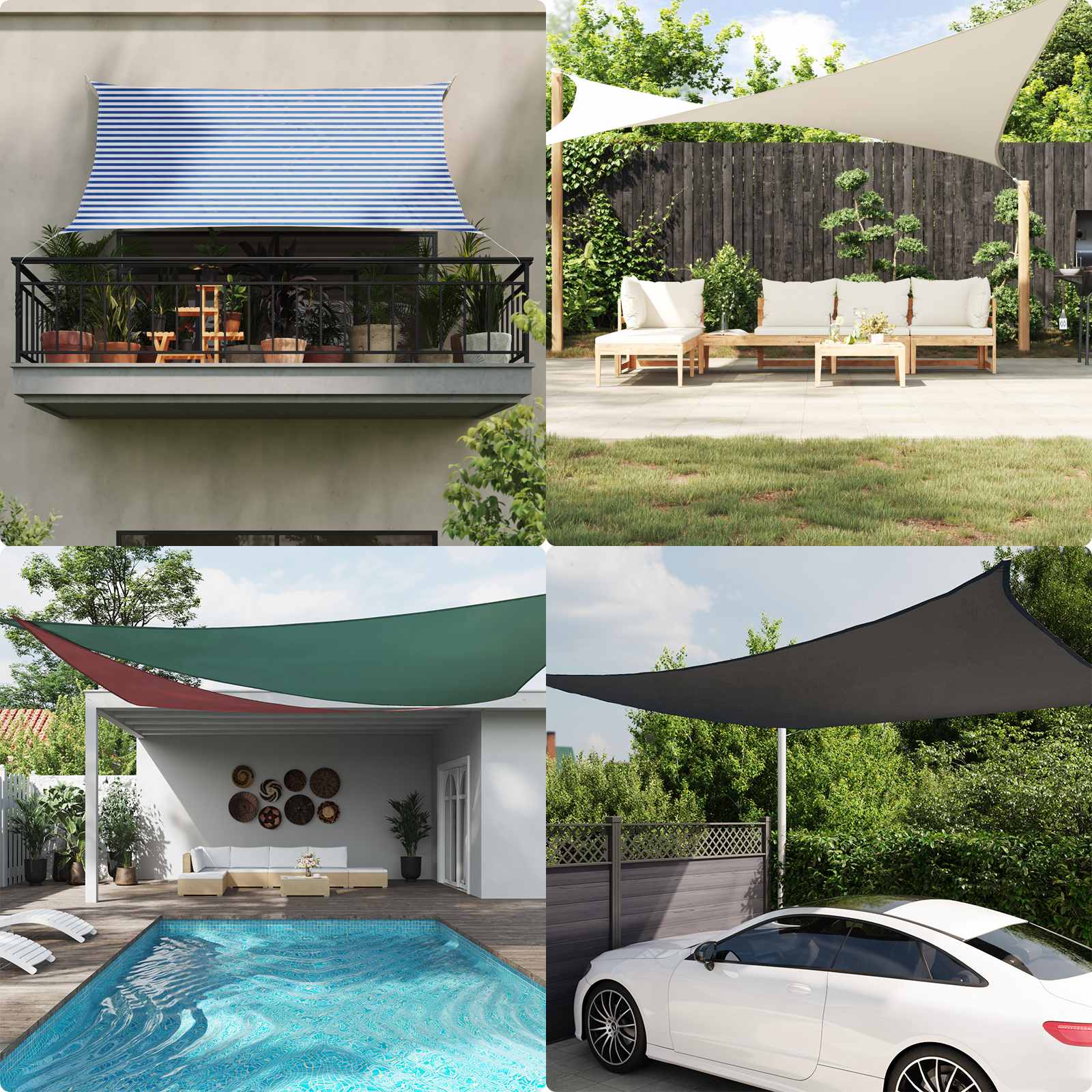 Buiten Zonneschaduwzeil Blauw en Wit 5 x 5 m image 3