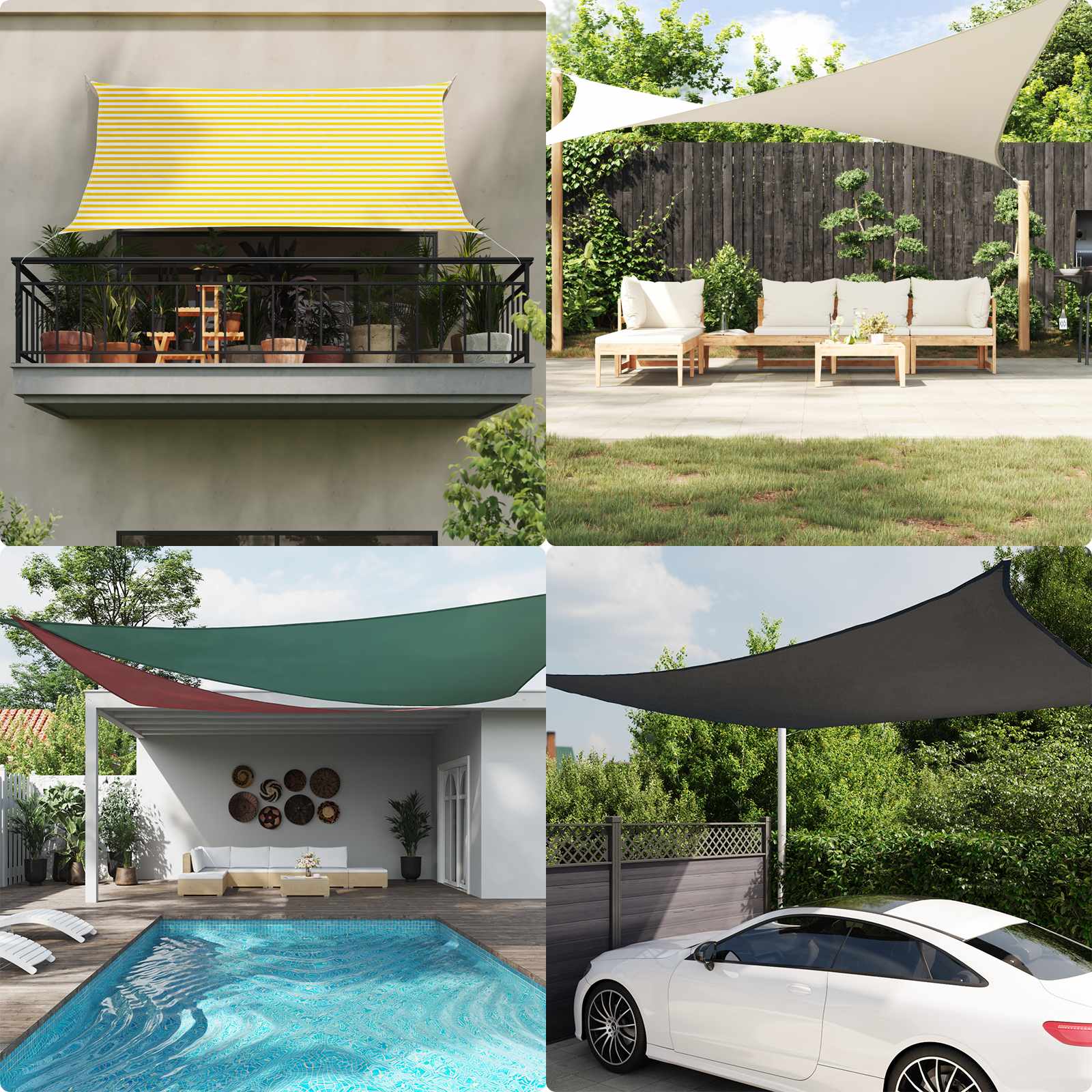 Zonneschaduwzeil Geel en Wit 4,5 × 3 m 100% Polyester Oxford image 3