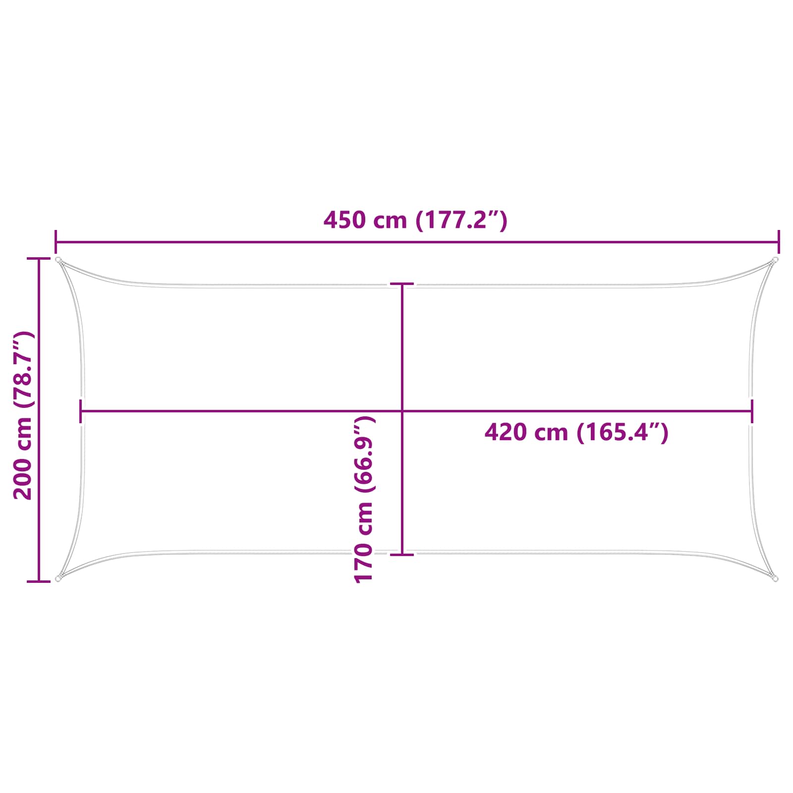 Zonneschaduwzeil Lichtgrijs en wit. 4,5 x 2 m image 10