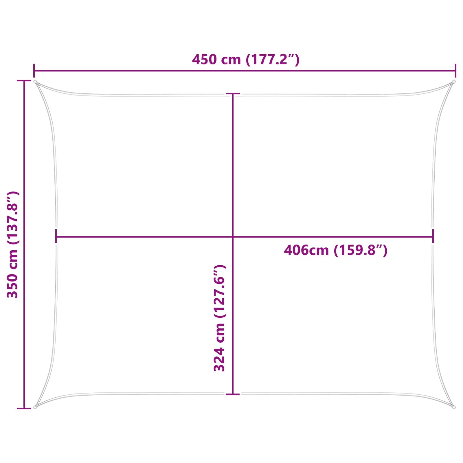 Zonneschaduwzeil Lichtgrijs en wit. 4,5 x 3,5 m image 10