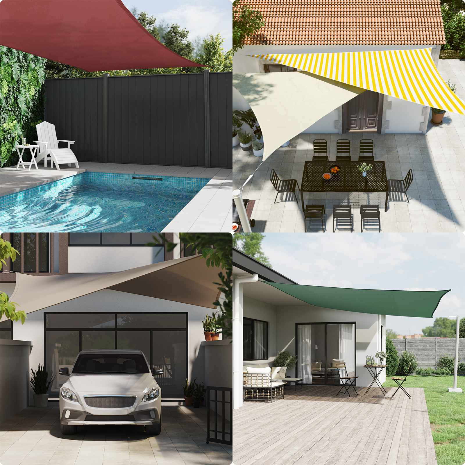 Buiten Zonneschaduwzeil Geel en Wit 5 x 5 x 6 m image 1