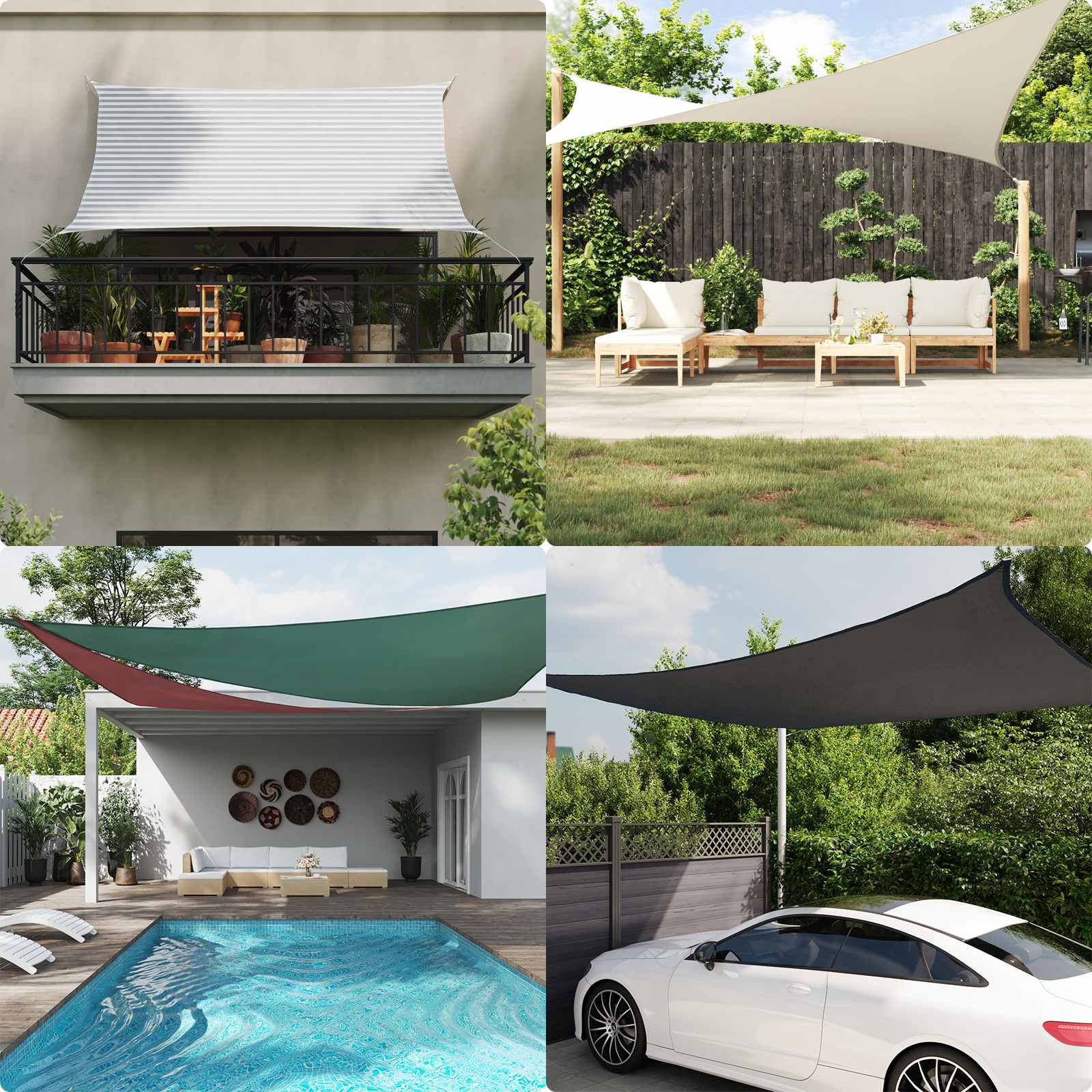 Zonneschaduwzeil Lichtgrijs en wit. 4 x 5 x 6,4 m image 3