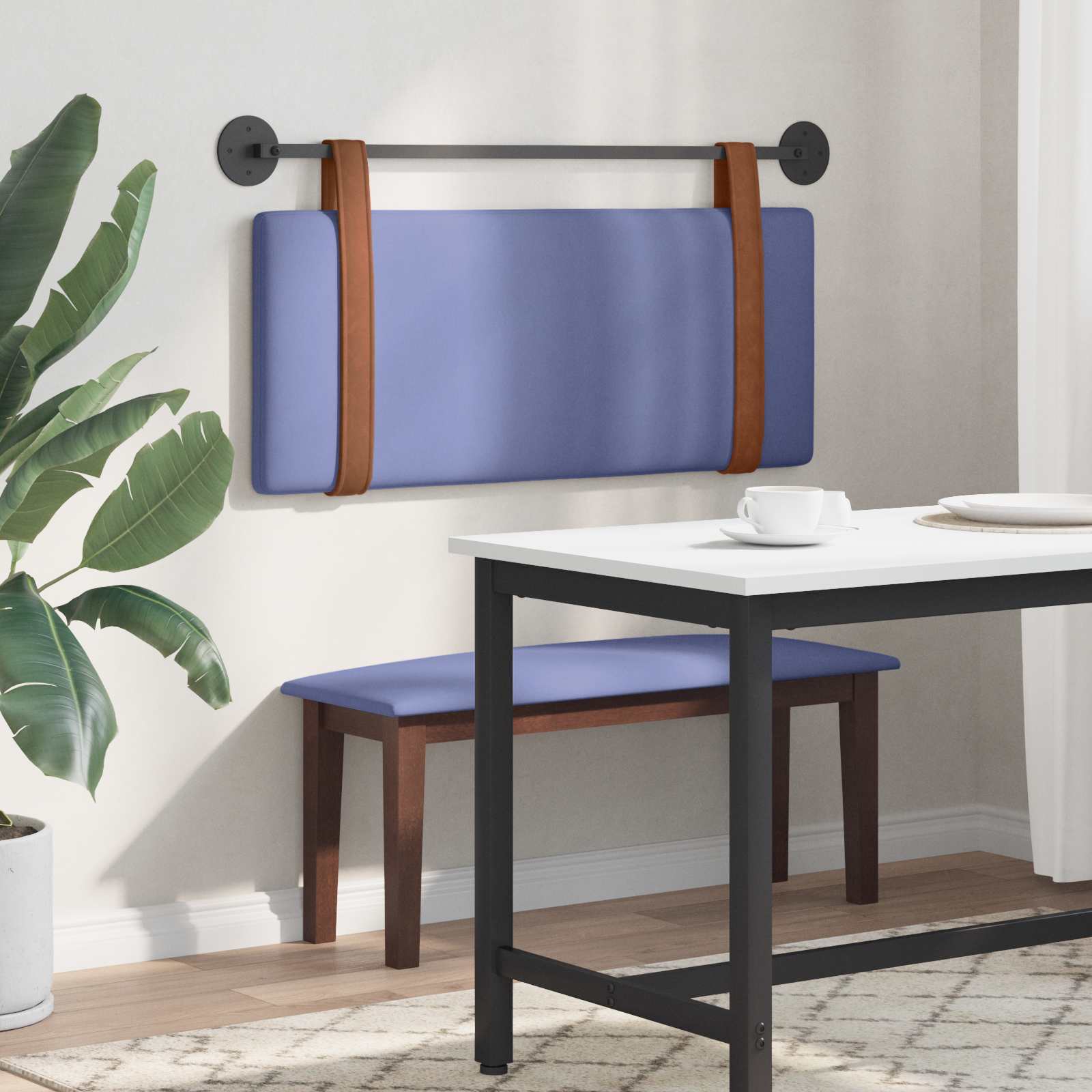 vidaXL Hängevorderseite Uni Jeans blau 110 x 55 x 5 cm Antikes PU – Bild 4