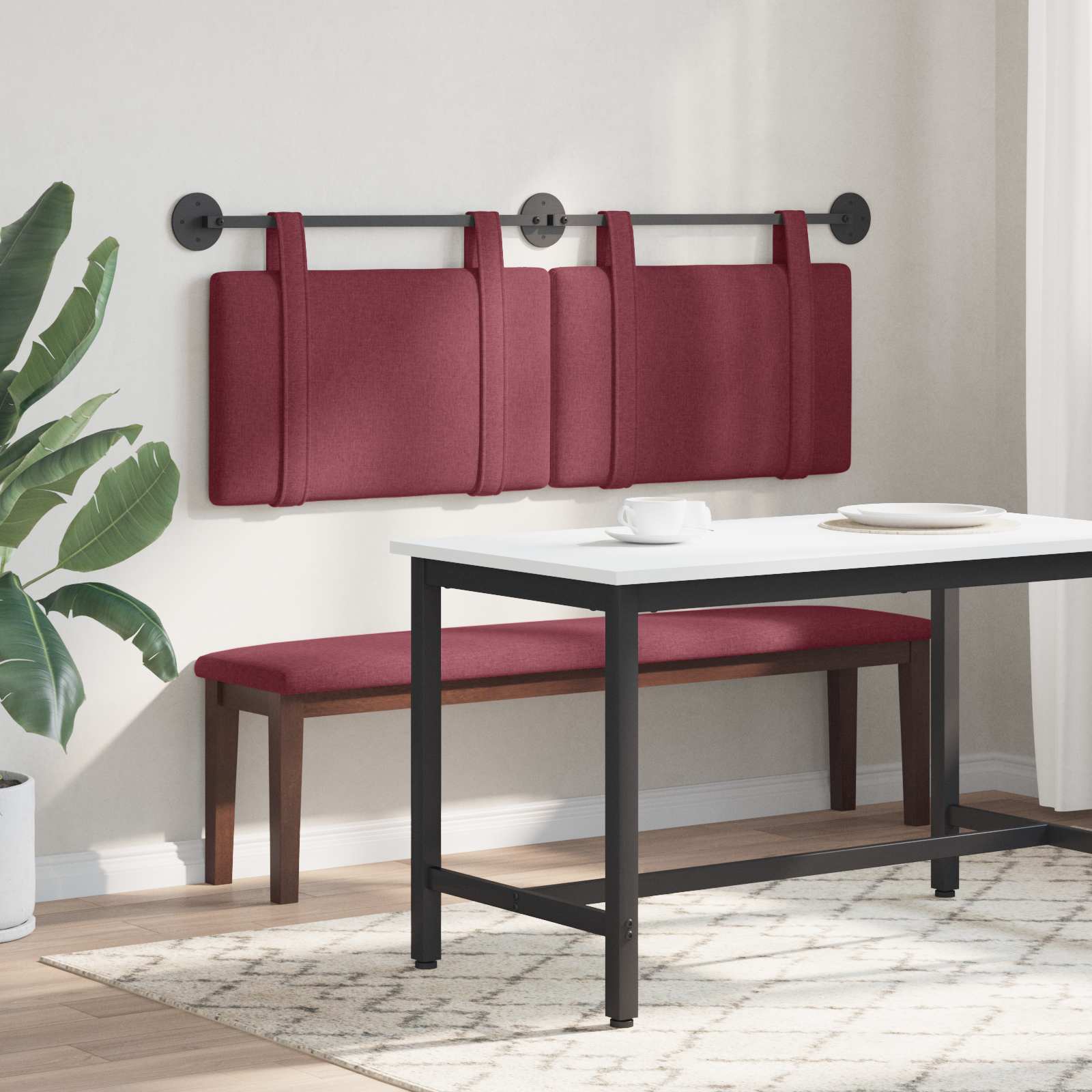 Závěsné čelo postele Víno Červené Textil - obrázek 4