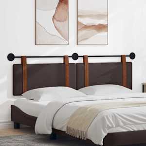 Viseče vzglavje postelje Temno rjava Antikni PU