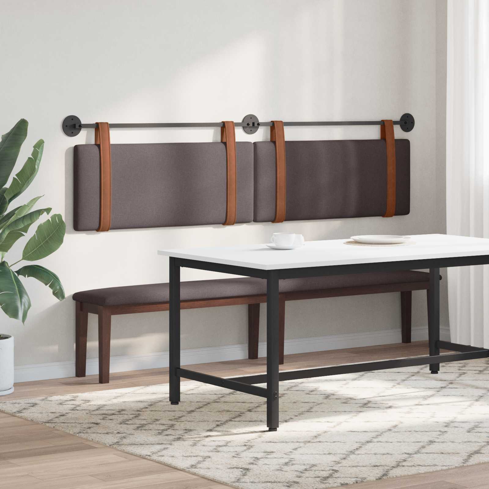 Závěsná čelní deska Tmavě hnědá 210 x 55 x 5 cm Antický PU - obrázek 4