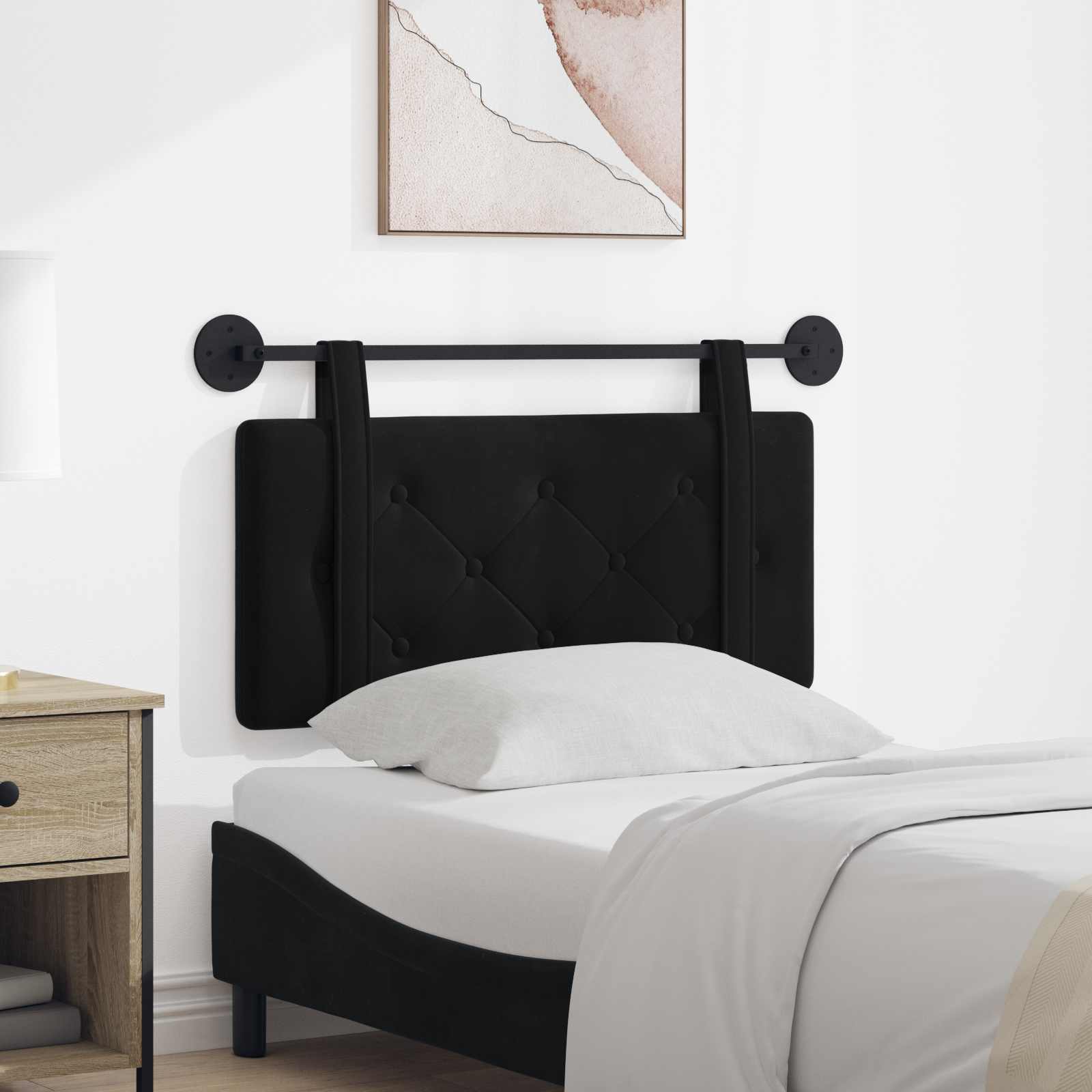 vidaXL Hängevorderseite Wandmontiert Schwarz 90 x 55 x 5 cm Samt