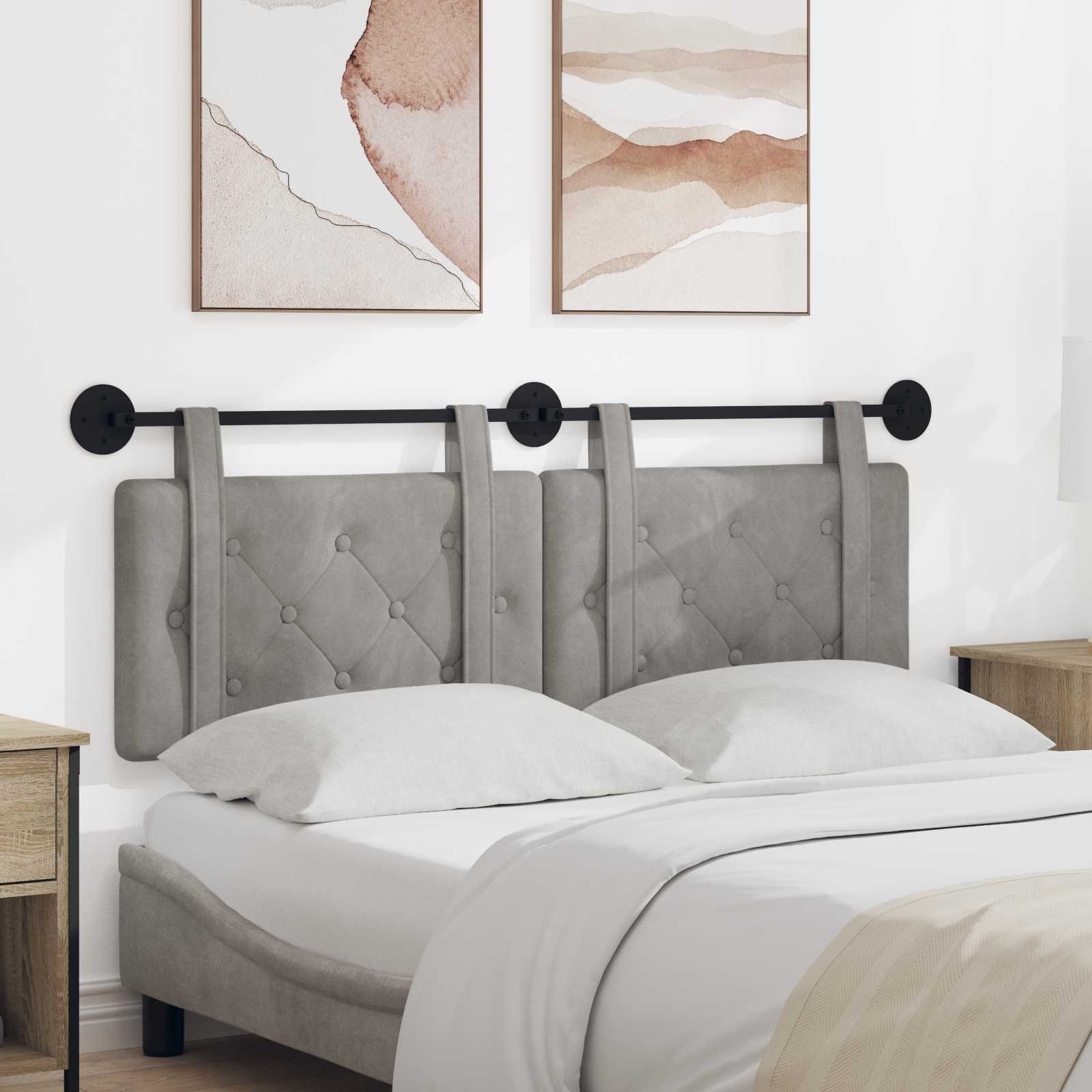 vidaXL Hängevorderseite Wandmontiert Hellgrau 130 x 55 x 5 cm Samt