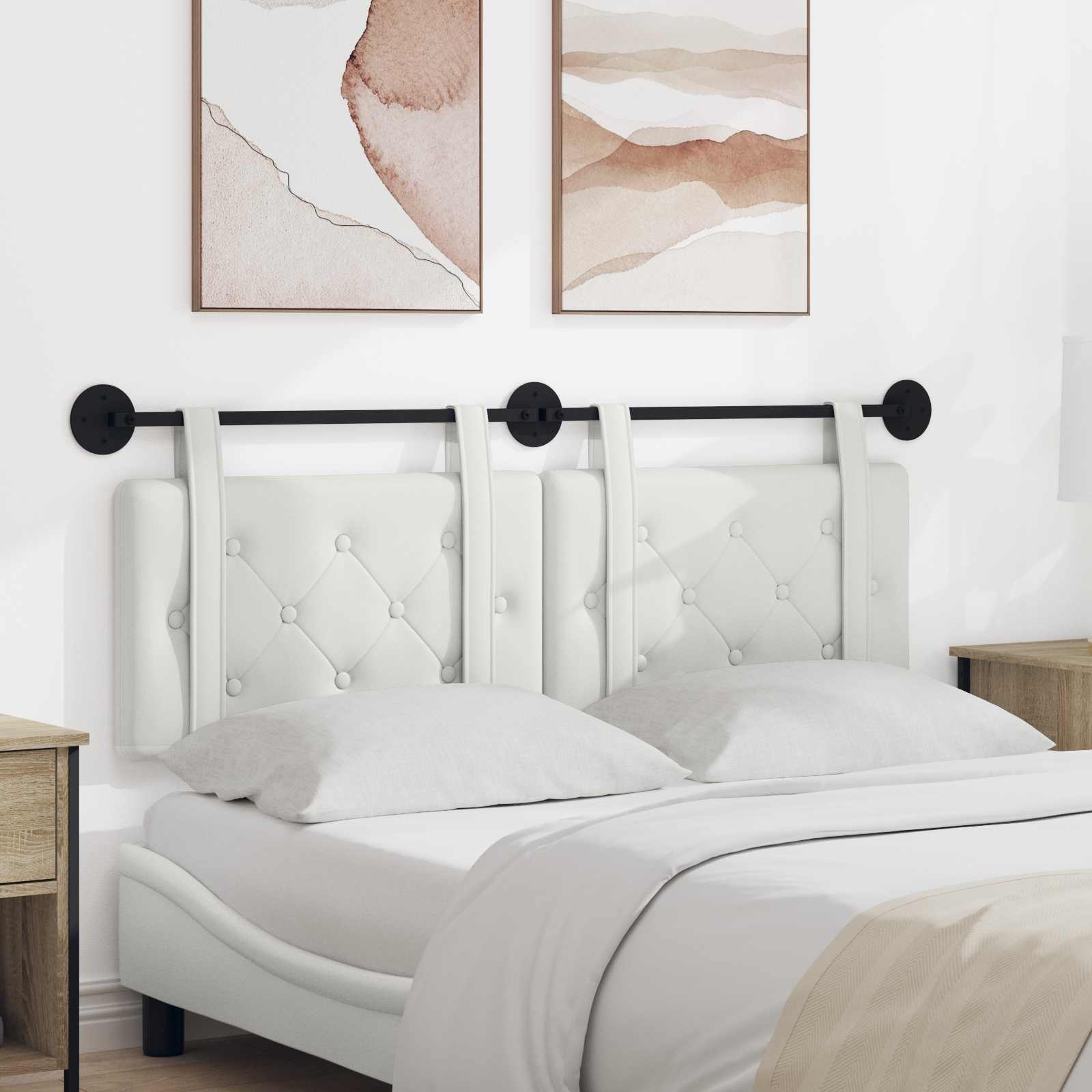 vidaXL Hängevorderseite Wandmontiert Weiß 130 x 55 x 5 cm Kunstleder