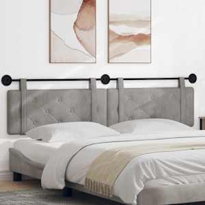 Viseče vzglavje postelje Svetlo siva Žamet