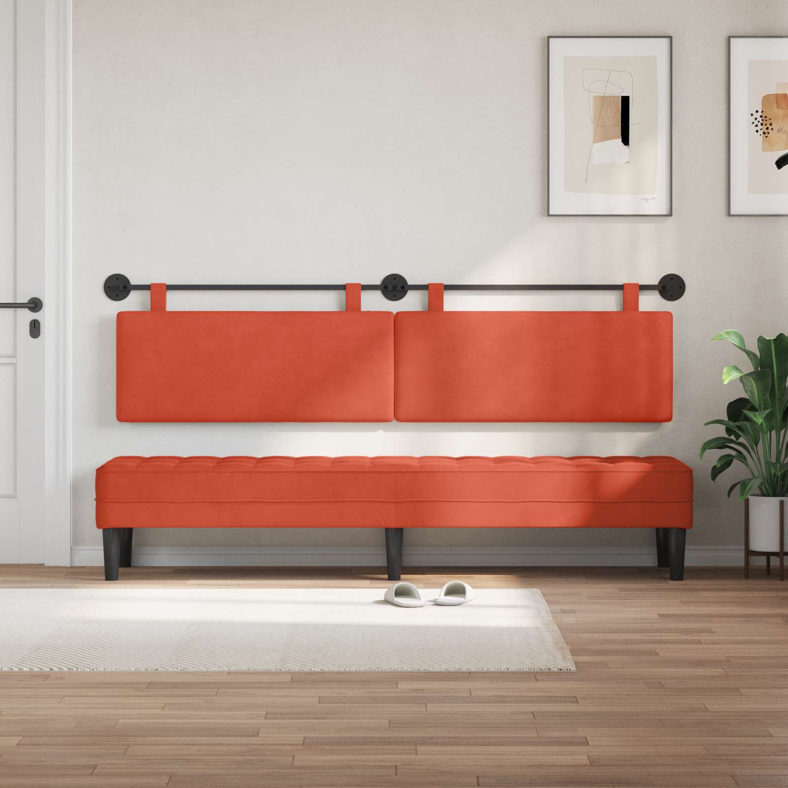 vidaXL Hängevorderseite Uni Rot-Orange 210 x 55 x 5 cm Cordstoff – Bild 3