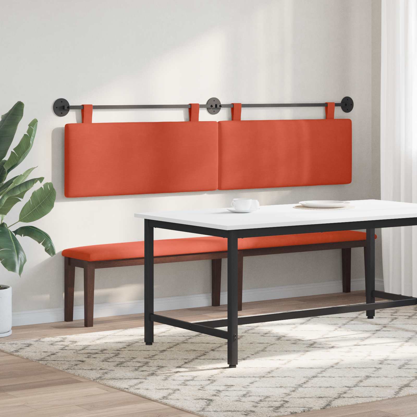 vidaXL Hängevorderseite Uni Rot-Orange 210 x 55 x 5 cm Cordstoff – Bild 4